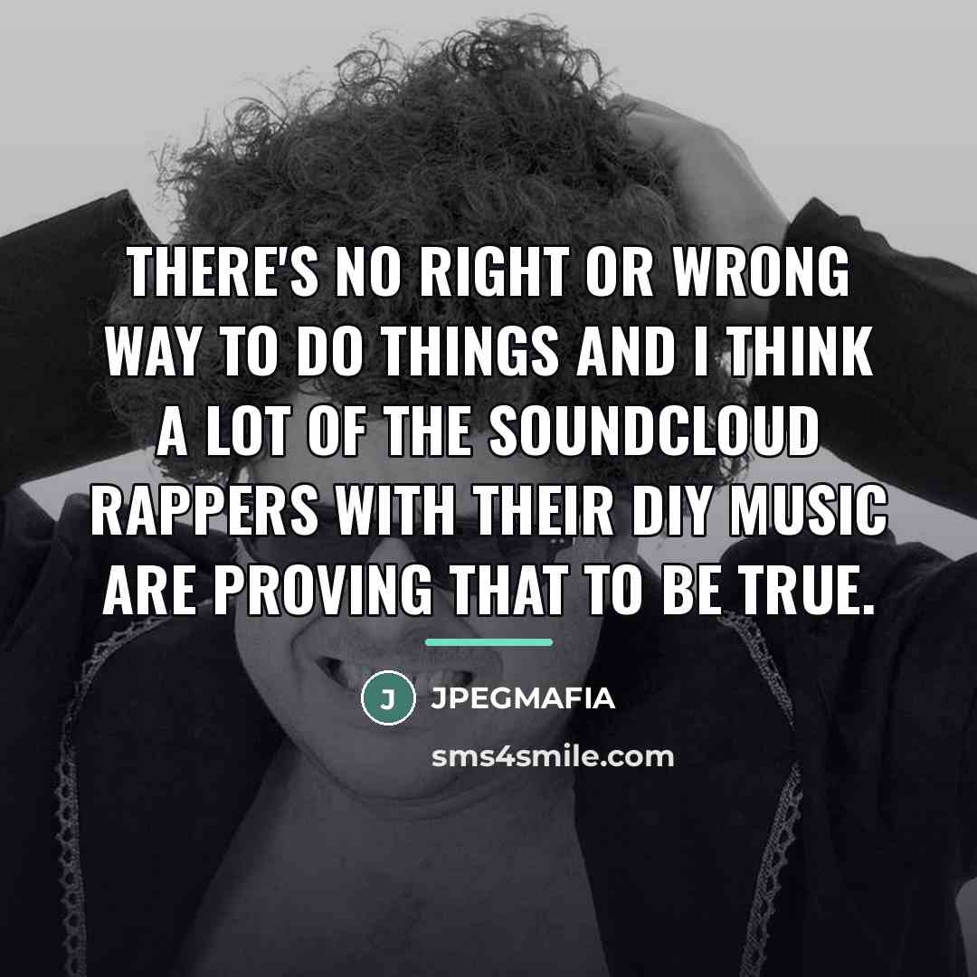 “There's no right or wrong way to do things and…” quote by JPEGMAFIA
