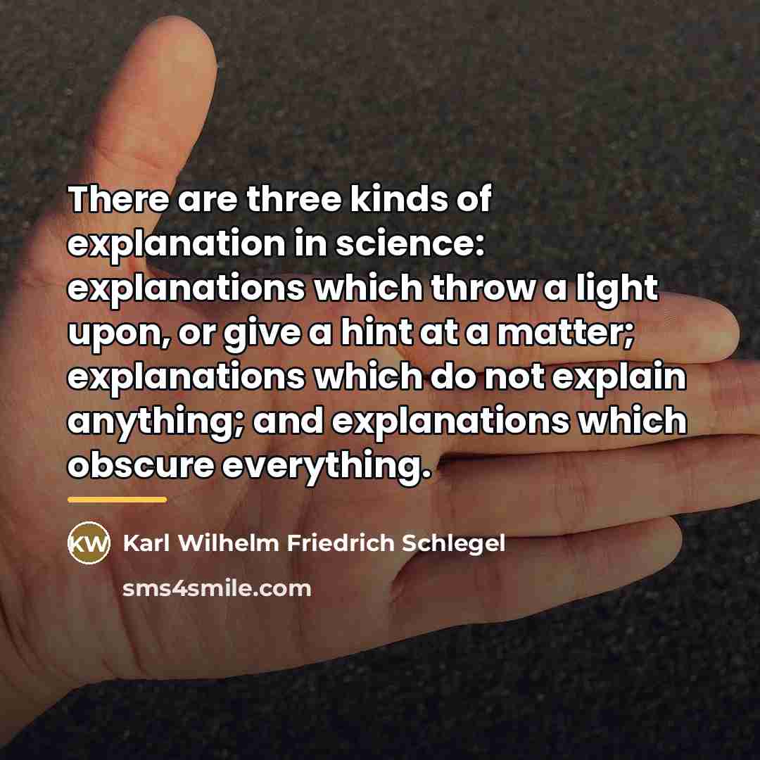 “There are three kinds of explanation in science: explanations which…” quote by Karl Wilhelm Friedrich Schlegel