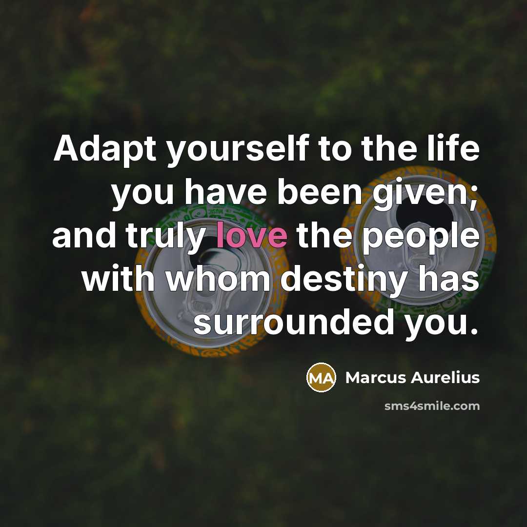 “Adapt yourself to the life you have been given; and…” quote by Marcus Aurelius
