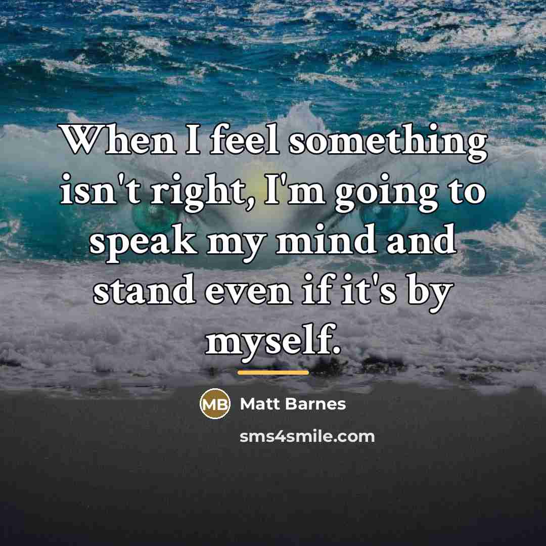 “When I feel something isn't right, I'm going to speak…” quote by Matt Barnes