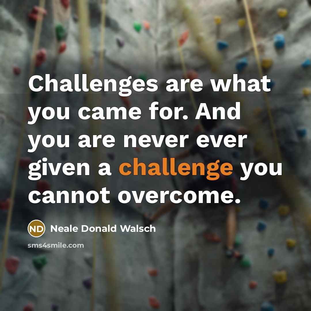 “Challenges are what you came for. And you are never…” quote by Neale Donald Walsch
