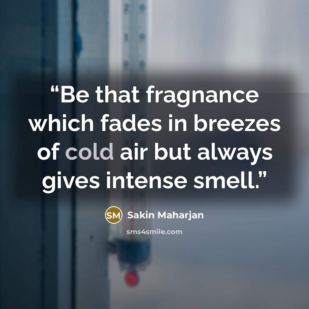 “Be that fragnance which fades in breezes of cold air but always gives intense smell.” quote by Sakin Maharjan
