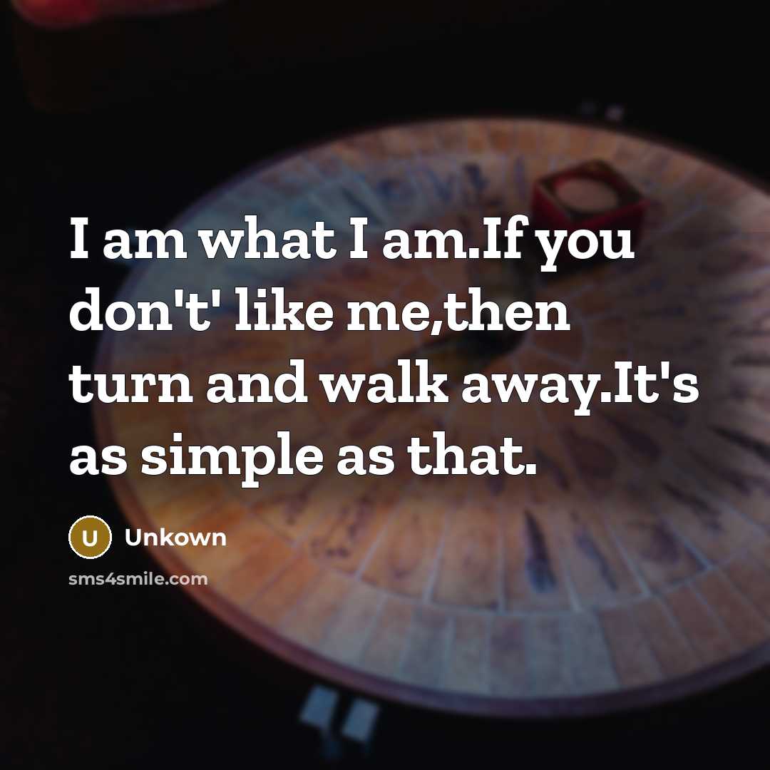 “I am what I am.If you don't' like me,then turn…” quote by Unkown