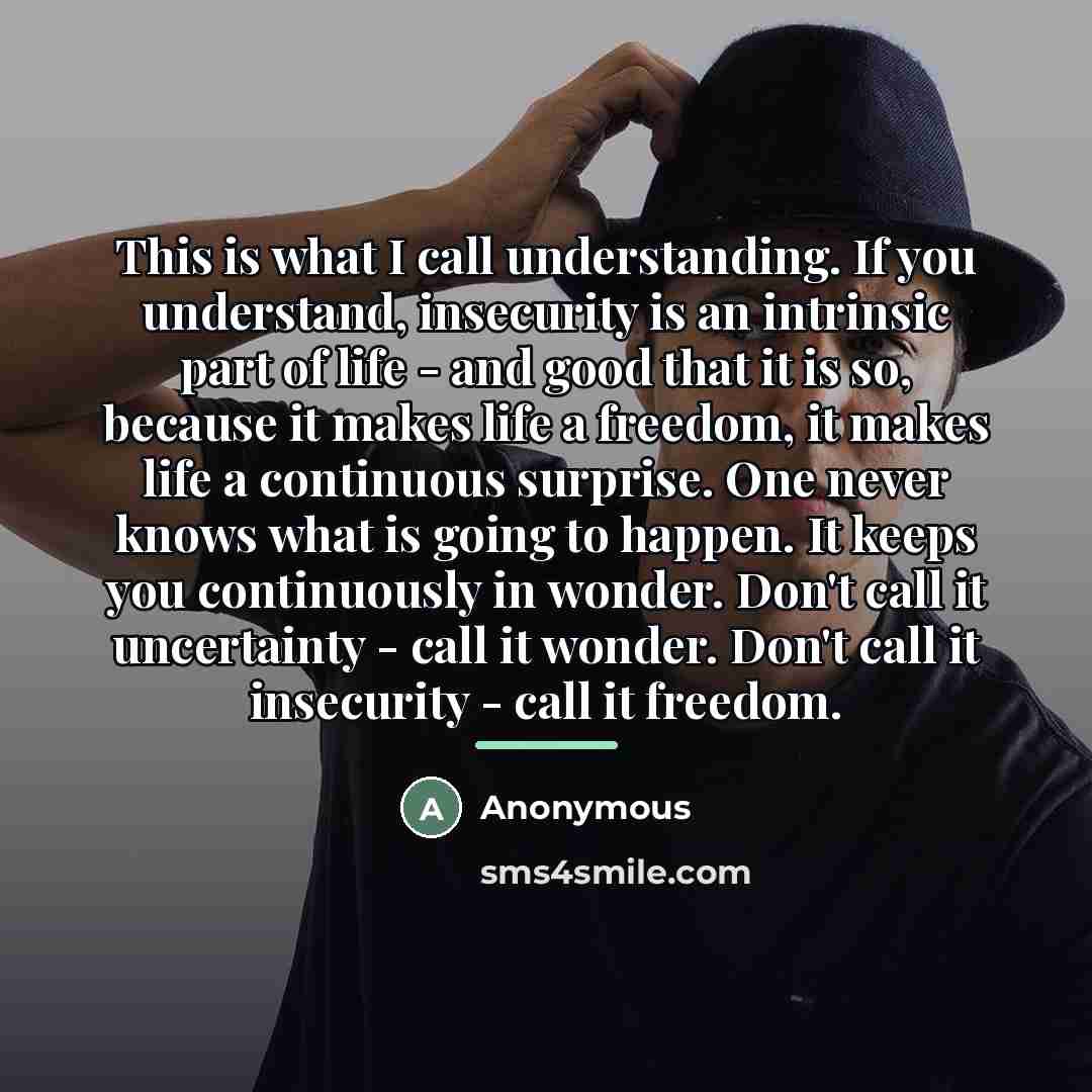 “This is what I call understanding. If you understand, insecurity…” quote by Anonymous
