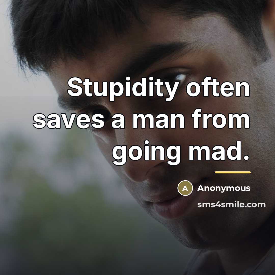 “Stupidity often saves a man from going mad.…” quote by Anonymous