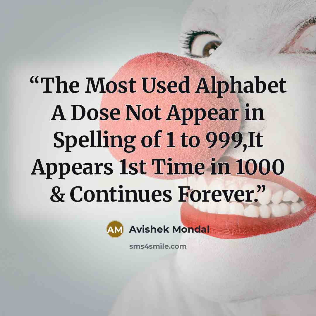 “The Most Used Alphabet A Dose Not Appear in Spelling of 1 to 999,It Appears 1st Time in 1000 & Continues Forever.” quote by Avishek Mondal