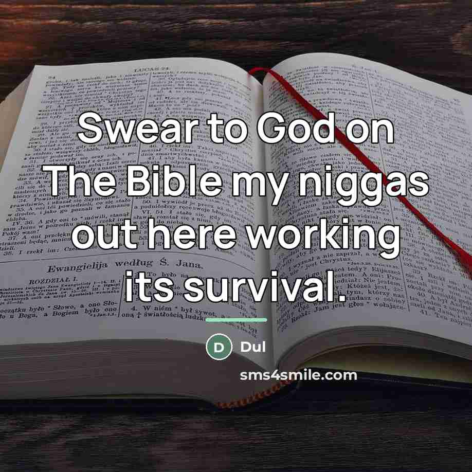 “Swear to God on The Bible my niggas out here…” quote by Dul