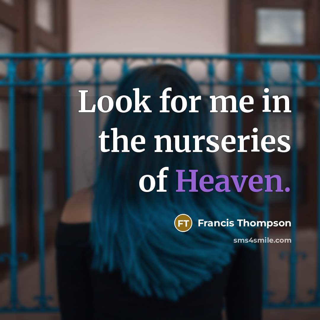“Look for me in the nurseries of Heaven.…” quote by Francis Thompson