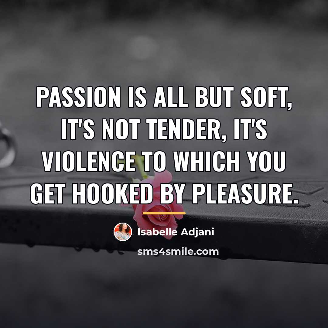 “Passion is all but soft, it's not tender, it's violence…” quote by Isabelle Adjani