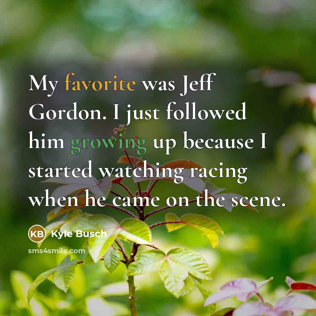 “My favorite was Jeff Gordon. I just followed him growing up because I started watching racing when he came on the scene.” quote by Kyle Busch