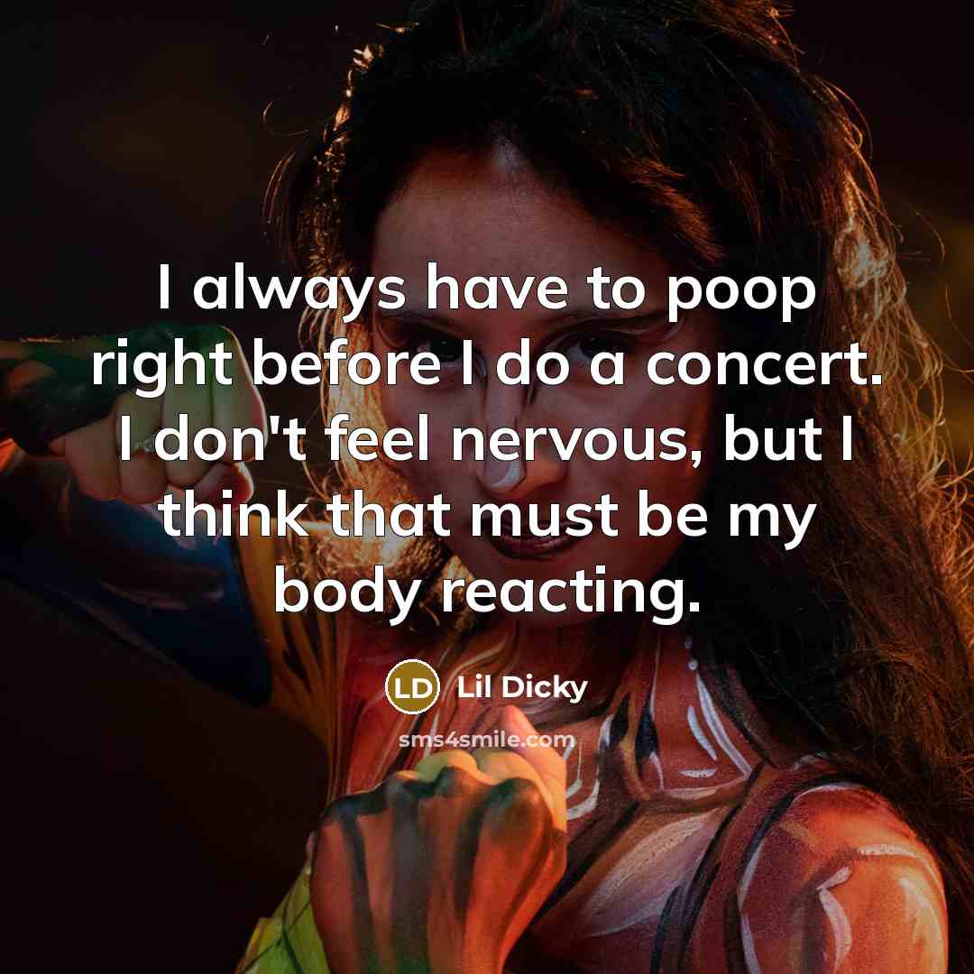 “I always have to poop right before I do a…” quote by Lil Dicky