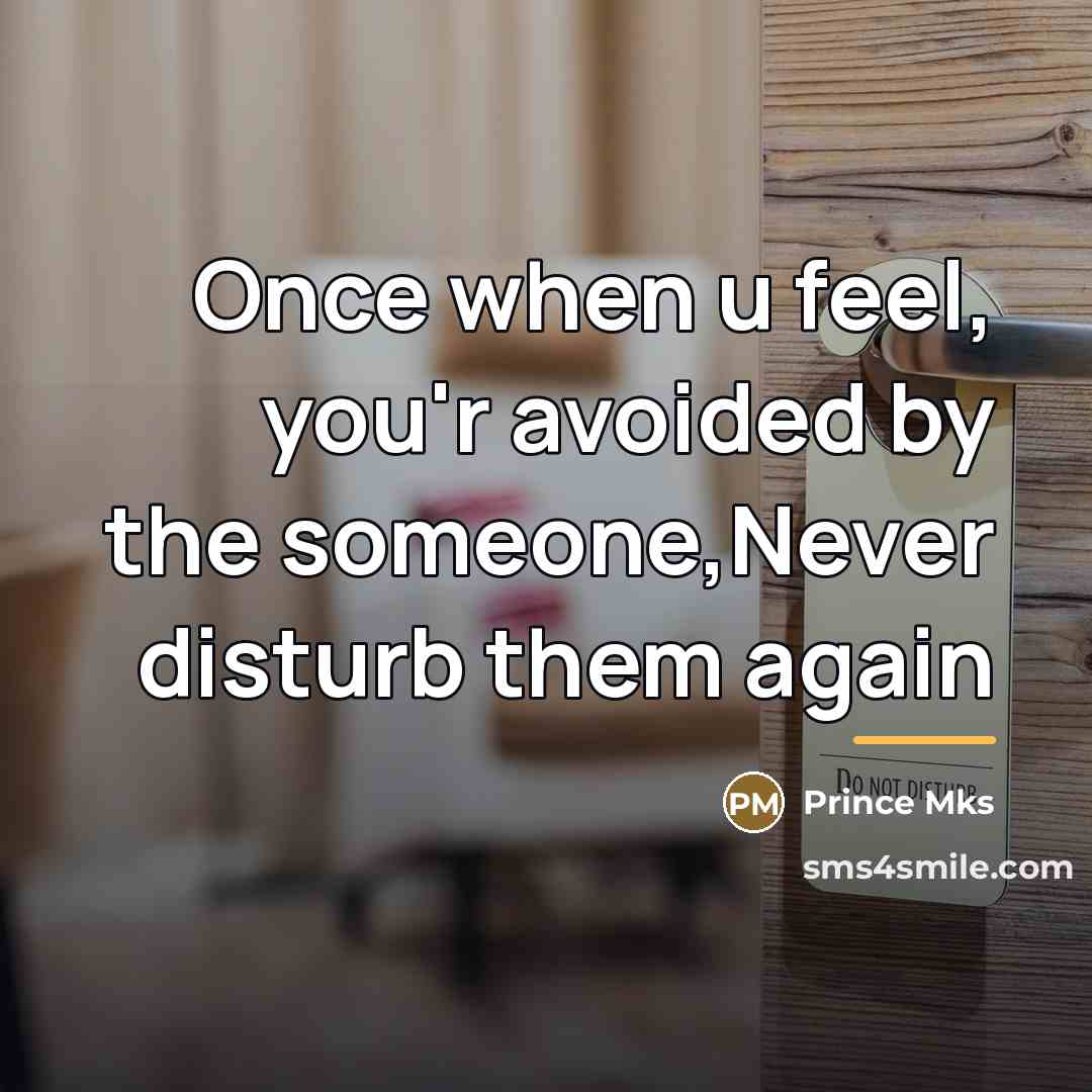 “Once when u feel, you'r avoided by the someone,Never disturb…” quote by Prince Mks