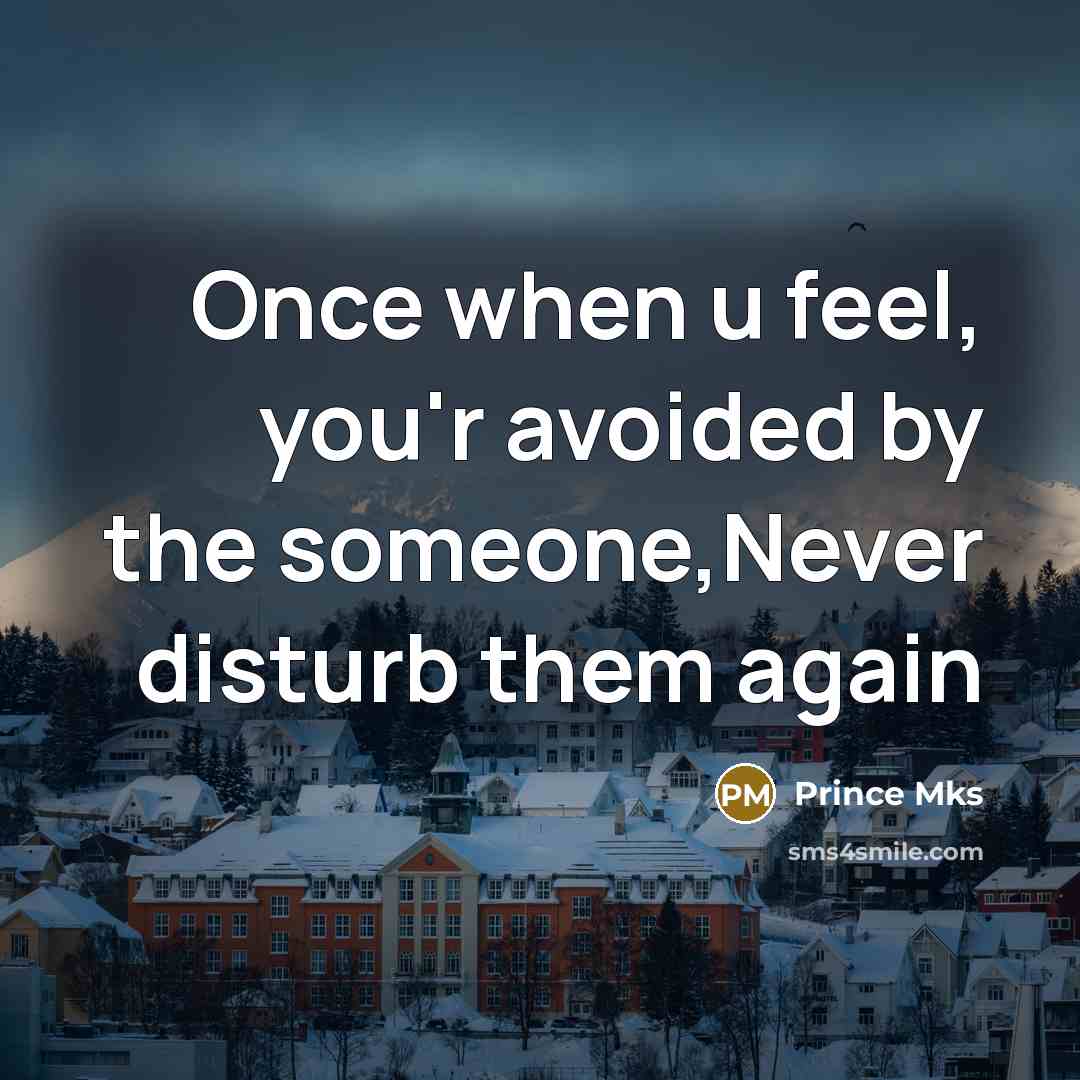 “Once when u feel, you'r avoided by the someone,Never disturb them again” quote by Prince Mks