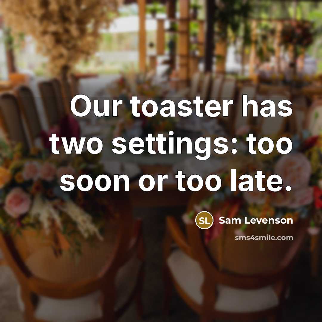 “Our toaster has two settings: too soon or too late.…” quote by Sam Levenson