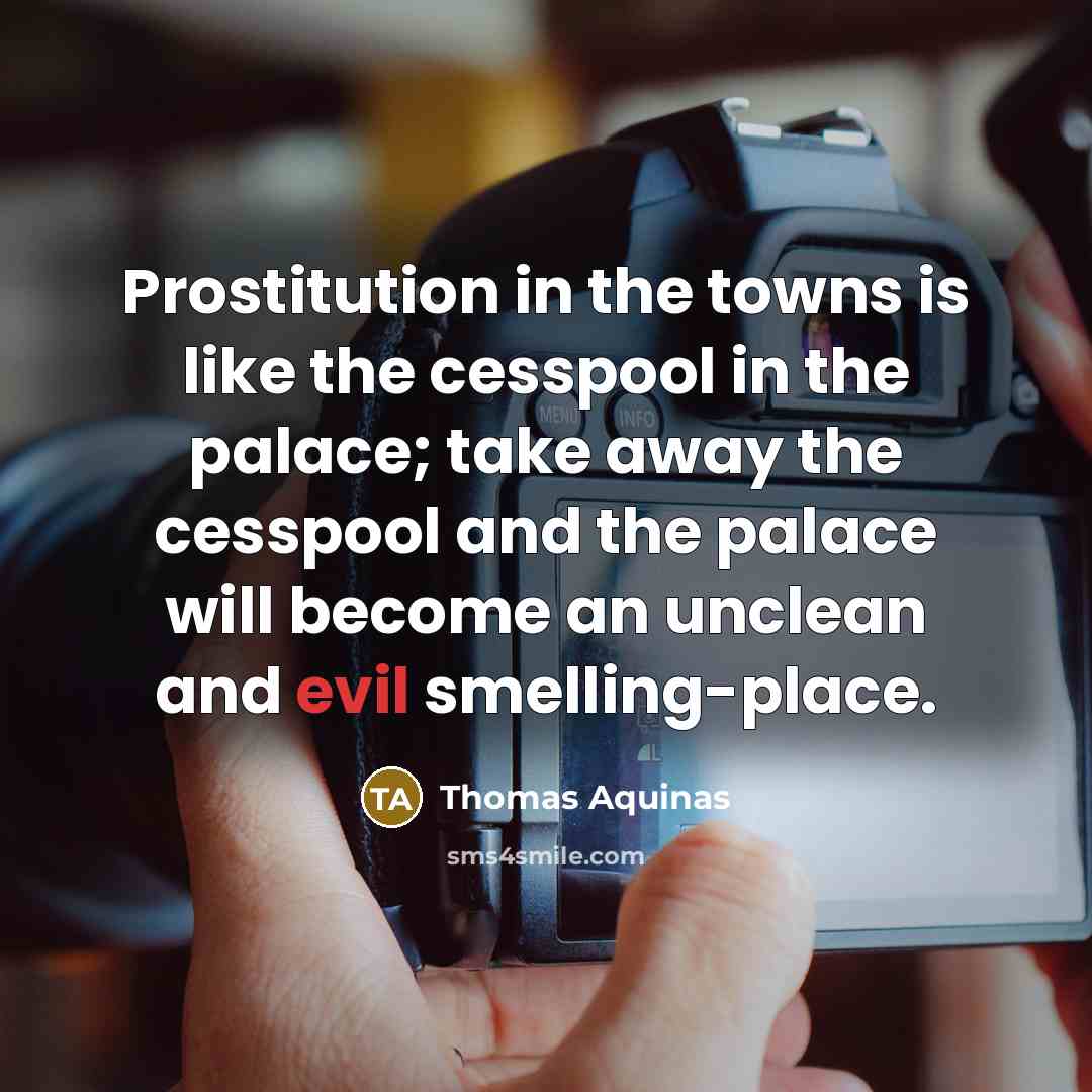 “Prostitution in the towns is like the cesspool in the…” quote by Thomas Aquinas