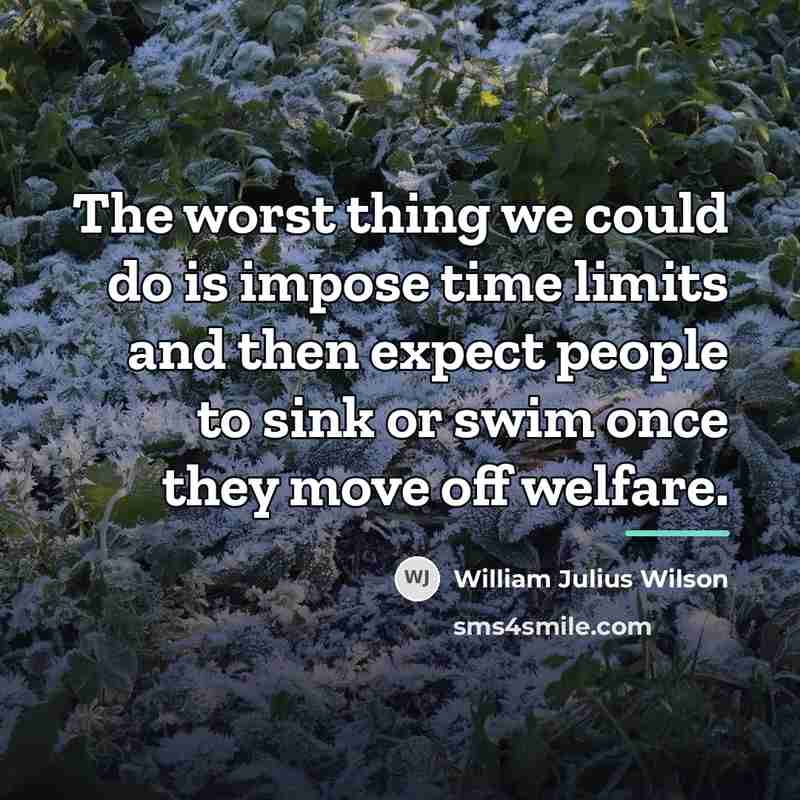 “The worst thing we could do is impose time limits…” quote by William Julius Wilson