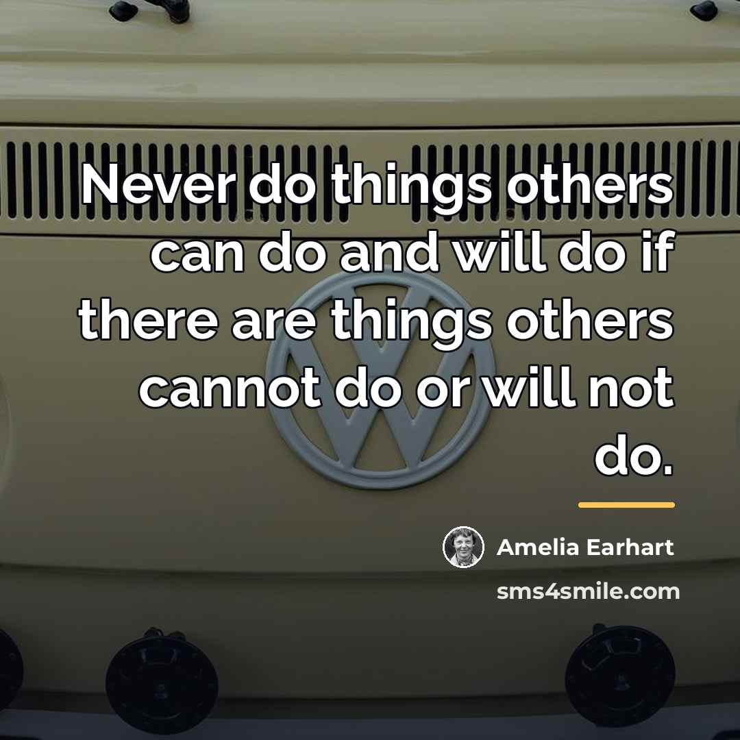 “Never do things others can do and will do if…” quote by Amelia Earhart
