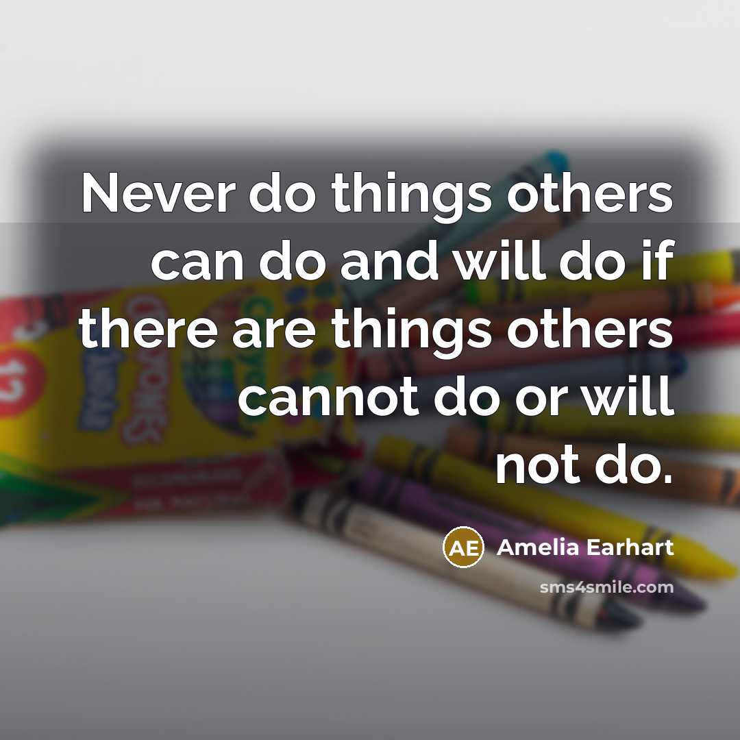“Never do things others can do and will do if there are things others cannot do or will not do.” quote by Amelia Earhart