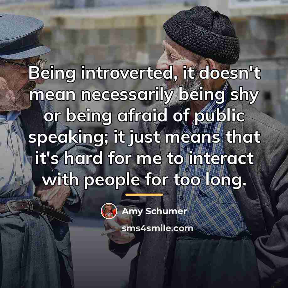 “Being introverted, it doesn't mean necessarily being shy or being…” quote by Amy Schumer