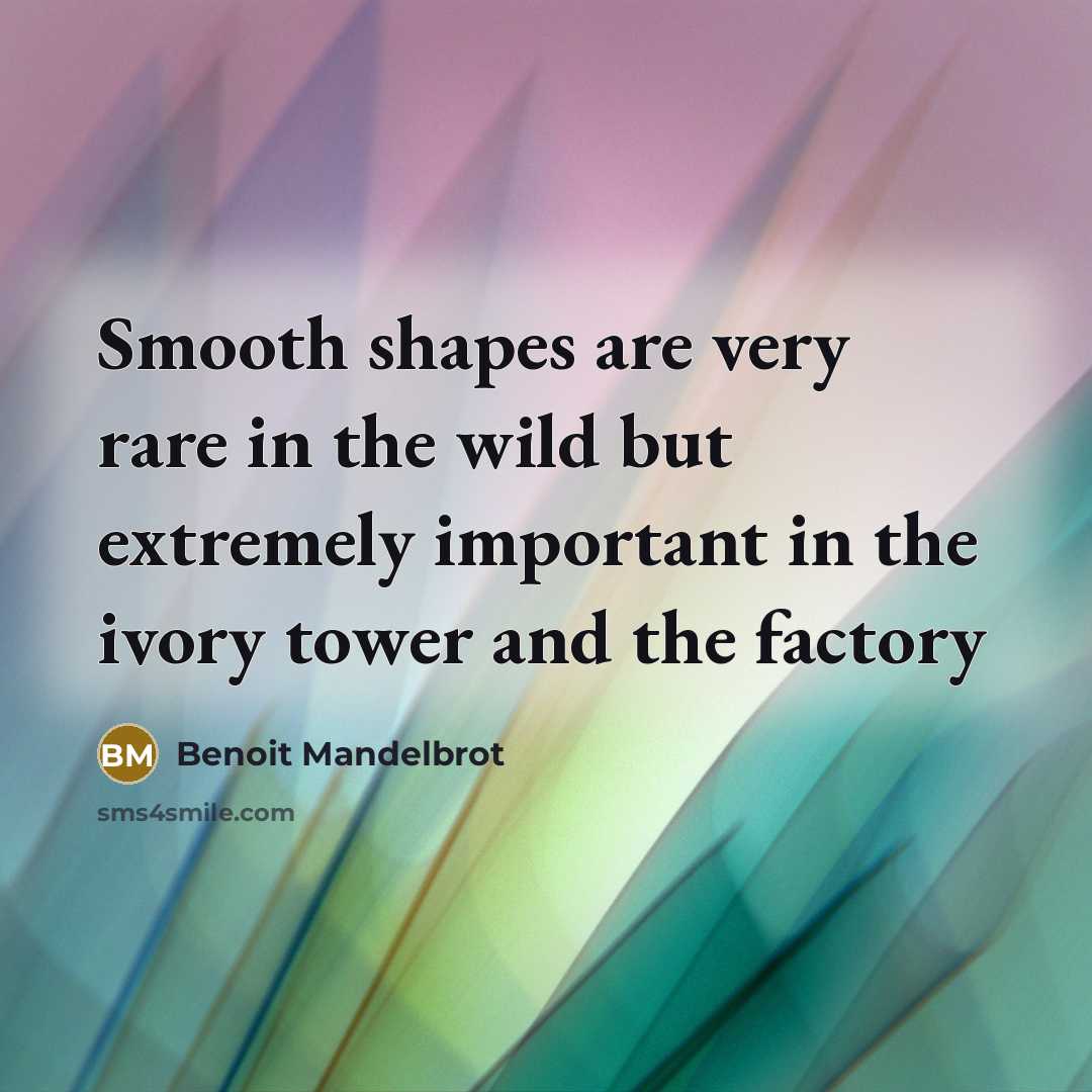 “Smooth shapes are very rare in the wild but extremely…” quote by Benoit Mandelbrot