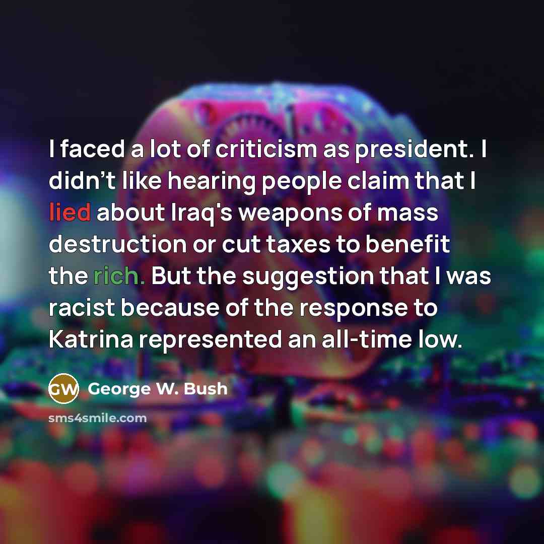 “I faced a lot of criticism as president. I didn't…” quote by George W. Bush