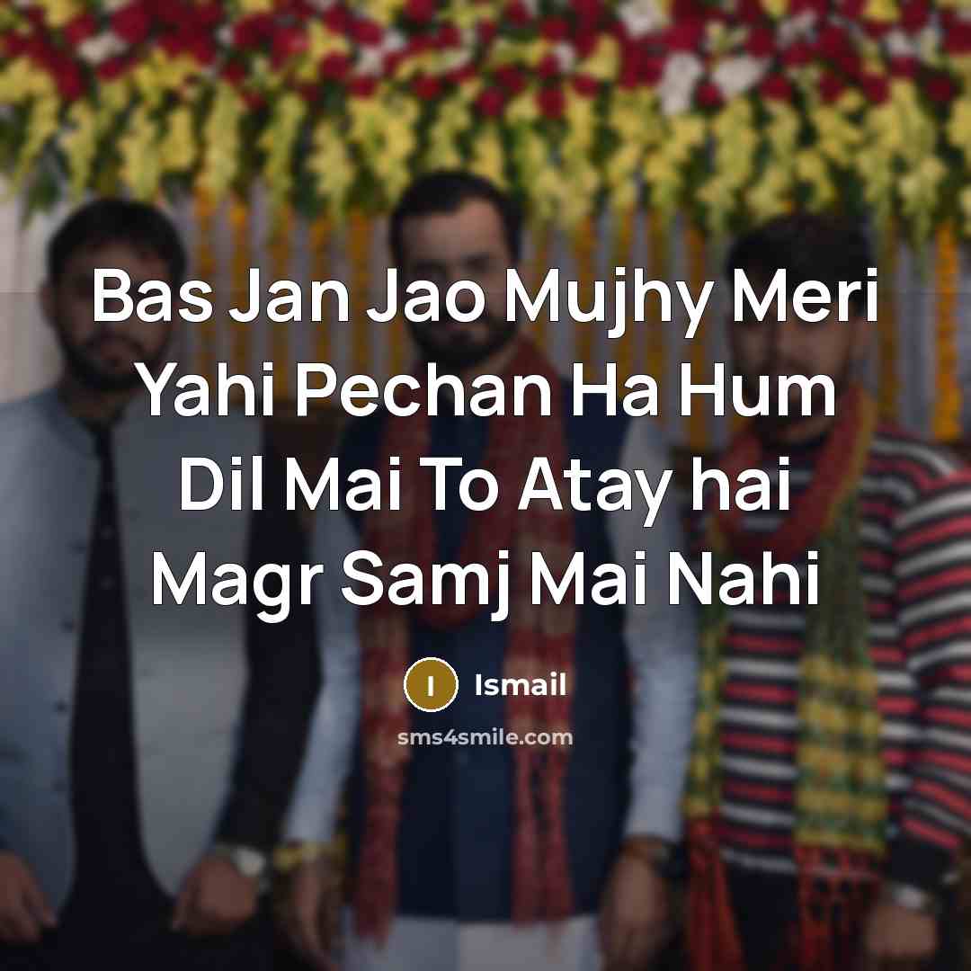 “Bas Jan Jao Mujhy Meri Yahi Pechan Ha Hum Dil Mai To Atay hai Magr Samj Mai Nahi” quote by Ismail