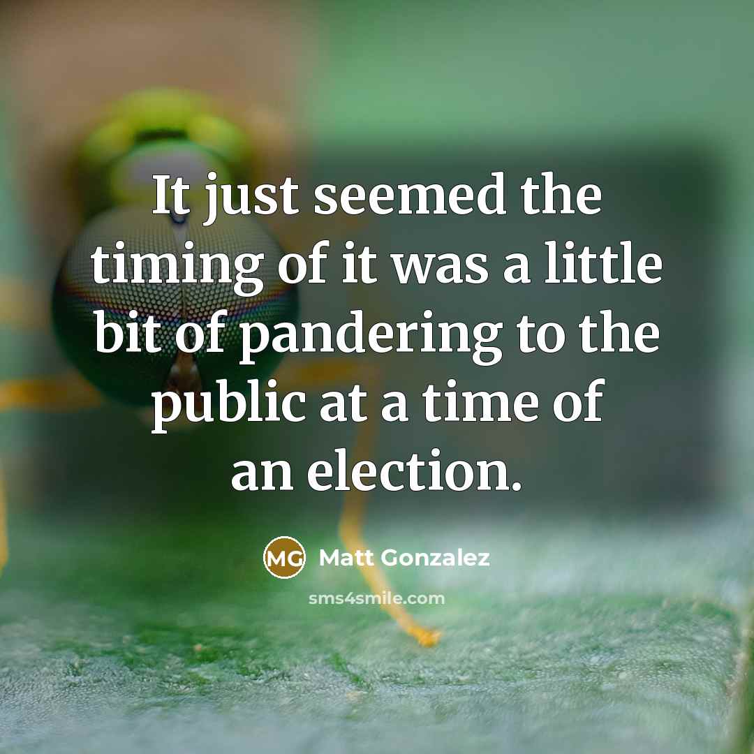 “It just seemed the timing of it was a little…” quote by Matt Gonzalez