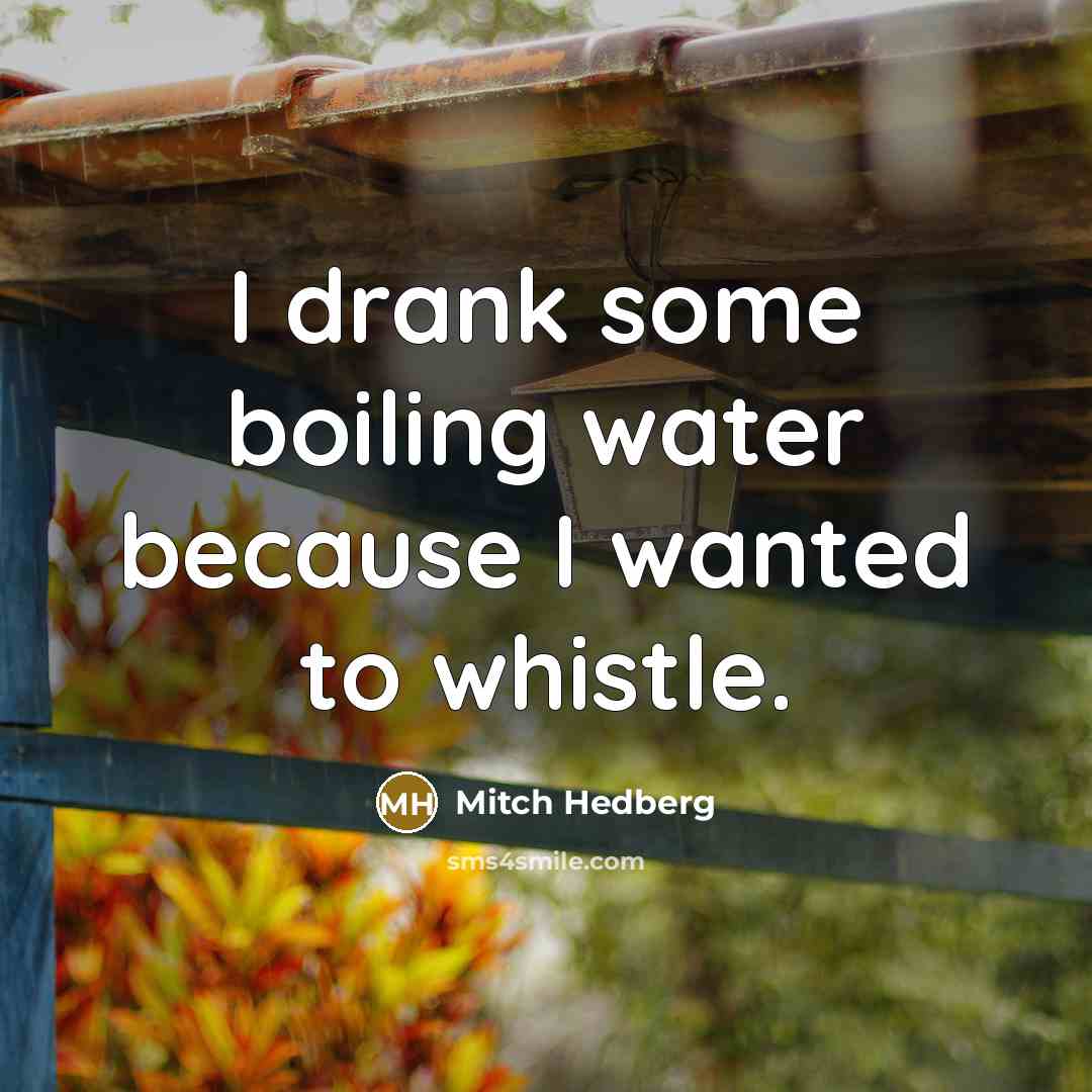 “I drank some boiling water because I wanted to whistle.” quote by Mitch Hedberg