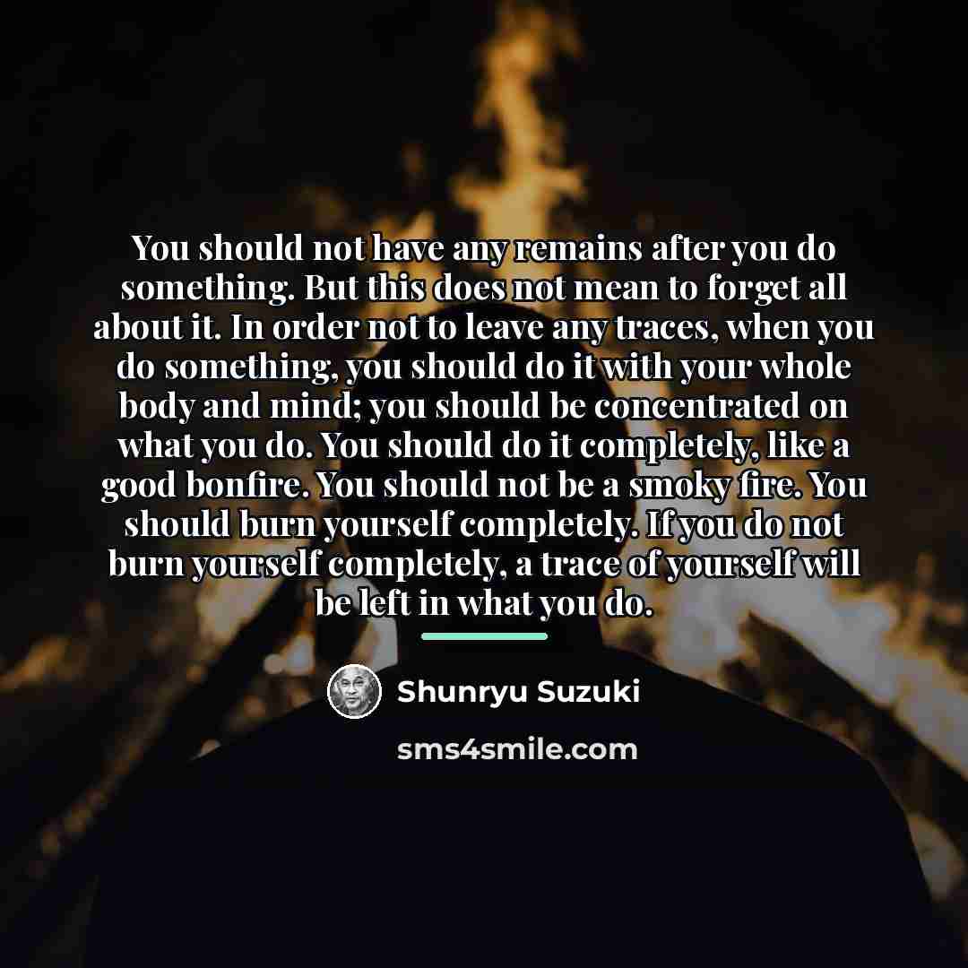 “You should not have any remains after you do something.…” quote by Shunryu Suzuki