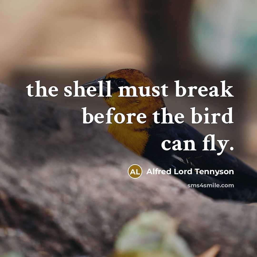 “the shell must break before the bird can fly.…” quote by Alfred Lord Tennyson