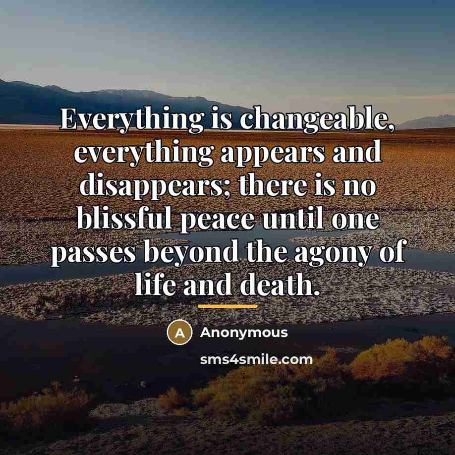 “Everything is changeable, everything appears and disappears; there is no…” quote by Anonymous