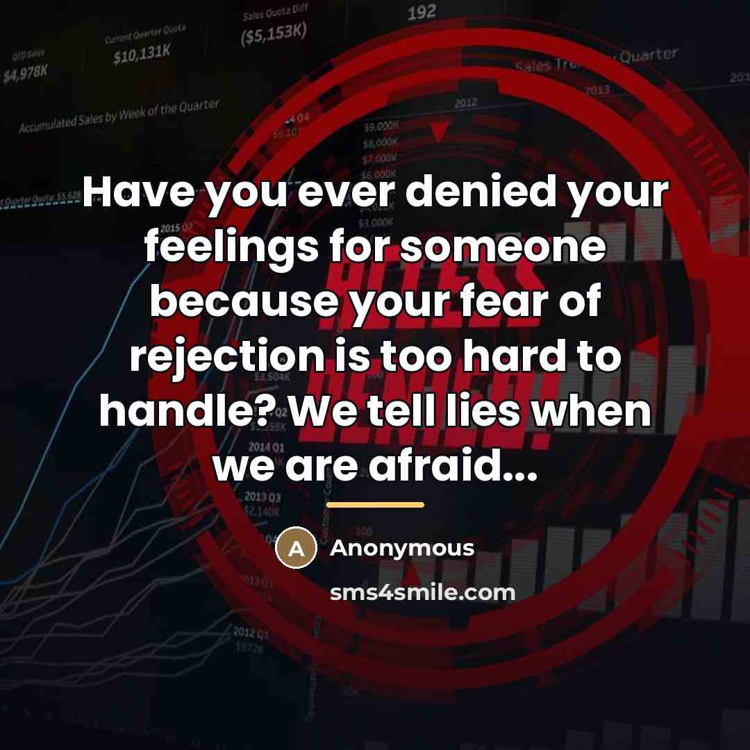 “Have you ever denied your feelings for someone because your…” quote by Anonymous