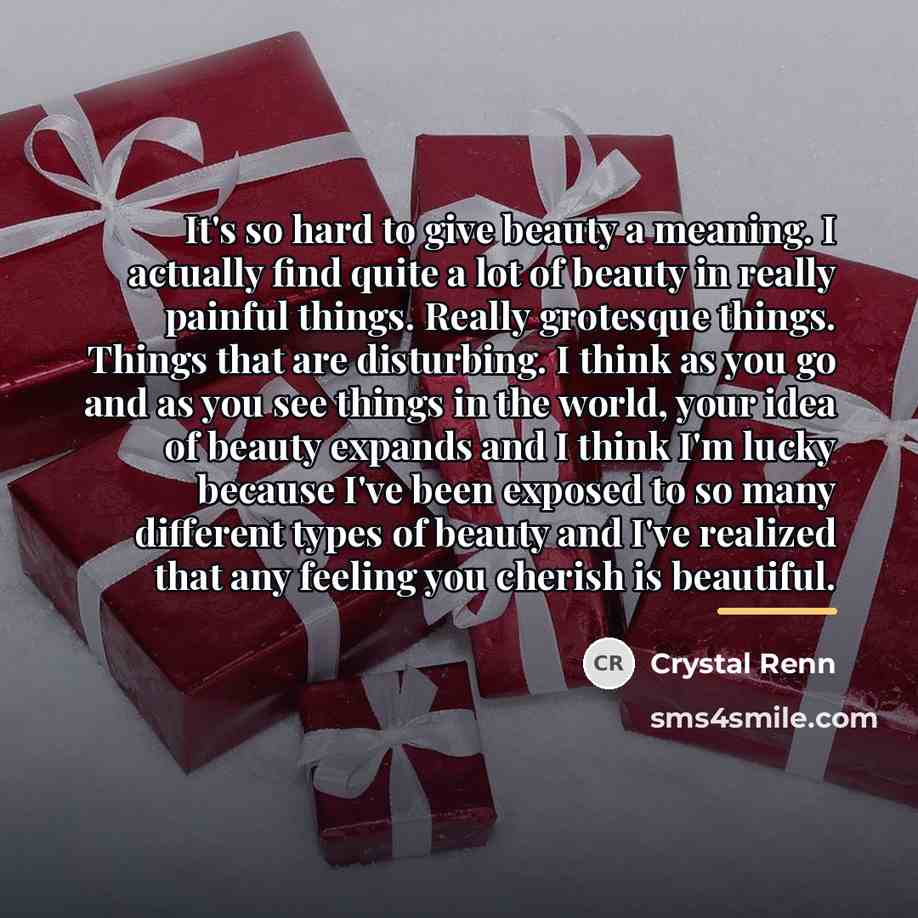 “It's so hard to give beauty a meaning. I actually…” quote by Crystal Renn