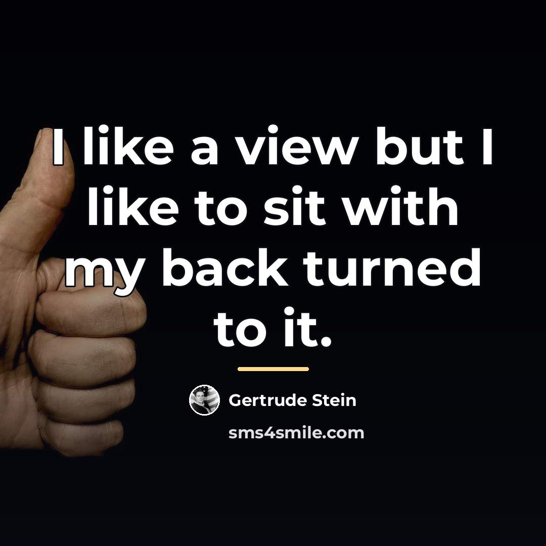 “I like a view but I like to sit with…” quote by Gertrude Stein