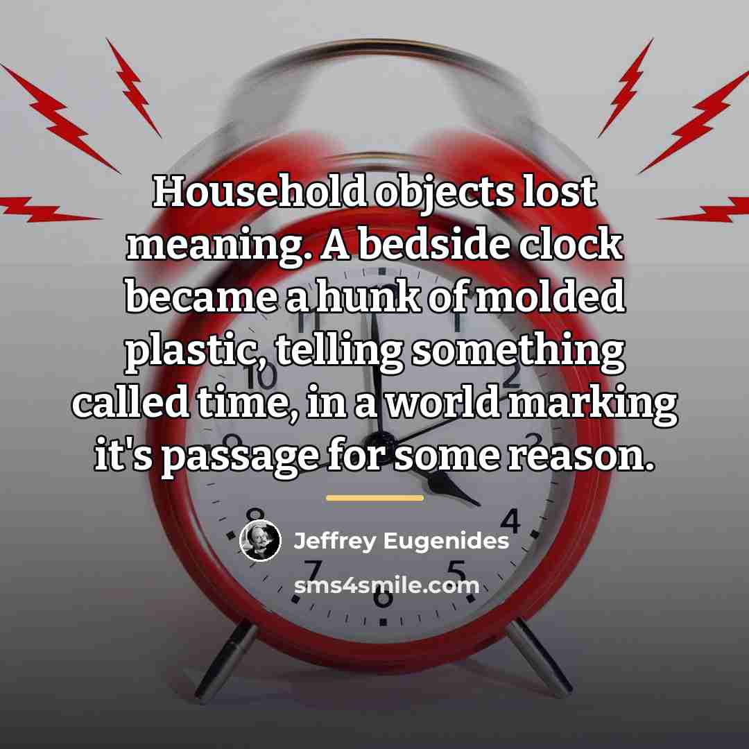 “Household objects lost meaning. A bedside clock became a hunk…” quote by Jeffrey Eugenides