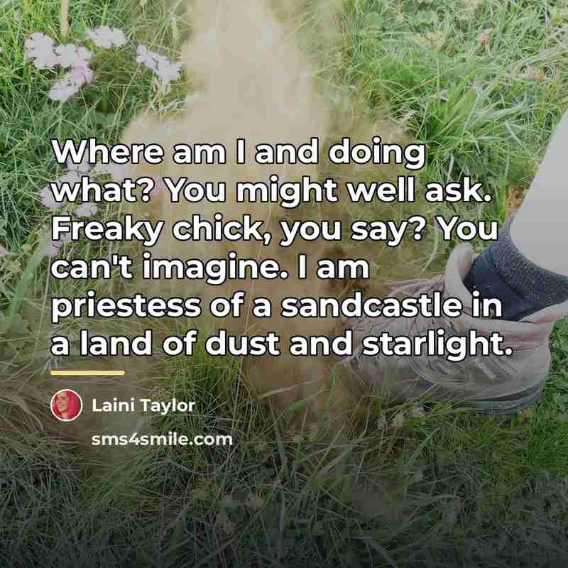 “Where am I and doing what? You might well ask.…” quote by Laini Taylor