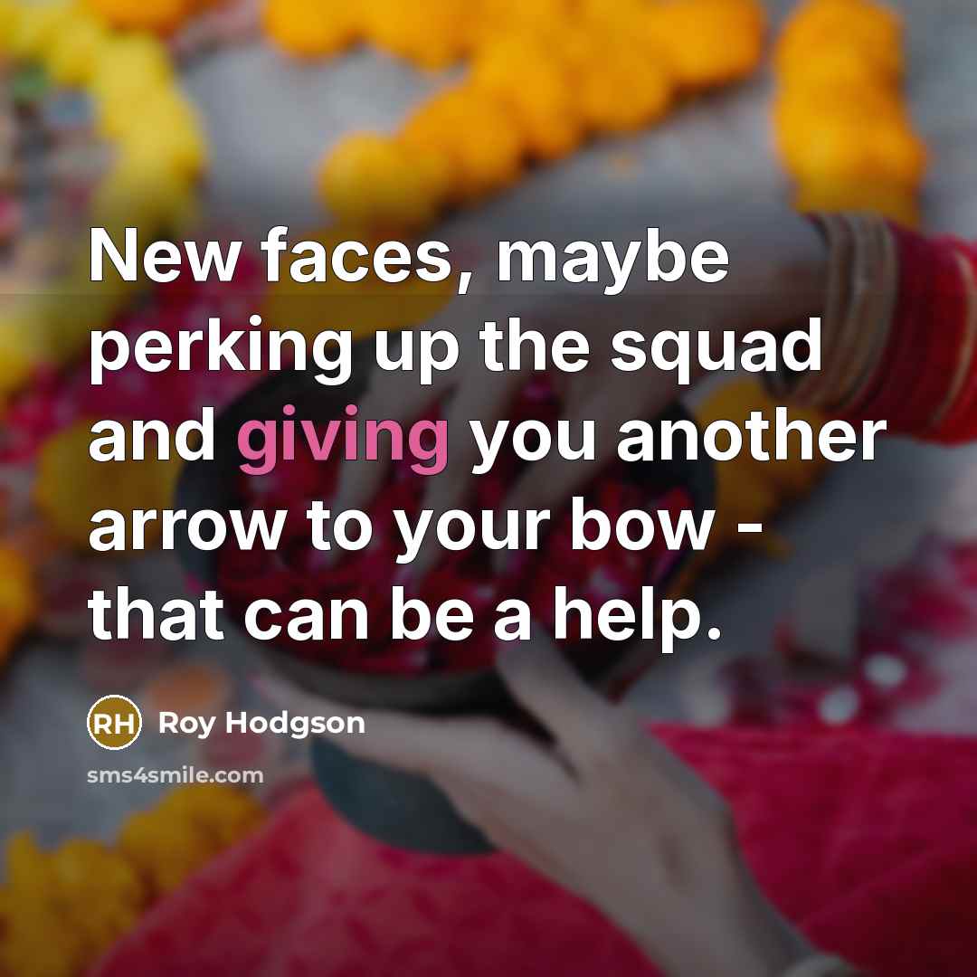 “New faces, maybe perking up the squad and giving you…” quote by Roy Hodgson