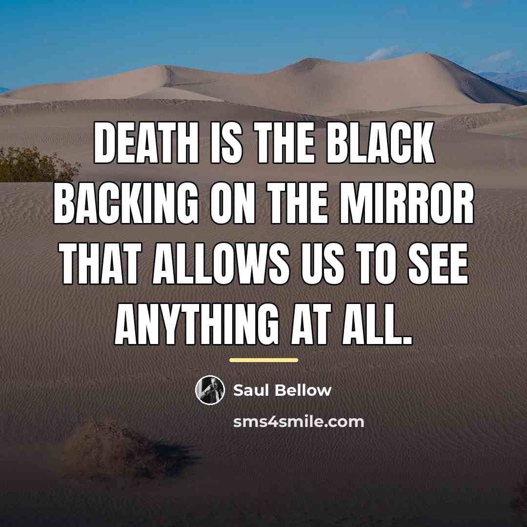 “Death is the black backing on the mirror that allows…” quote by Saul Bellow