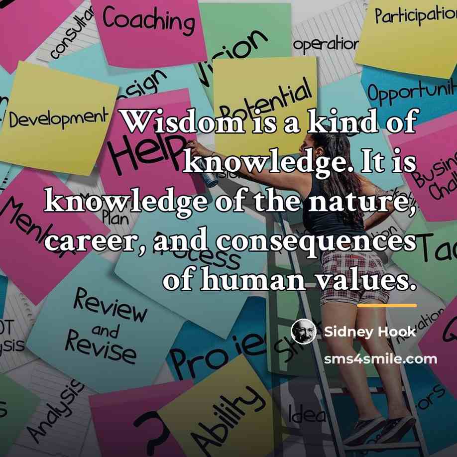 “Wisdom is a kind of knowledge. It is knowledge of…” quote by Sidney Hook