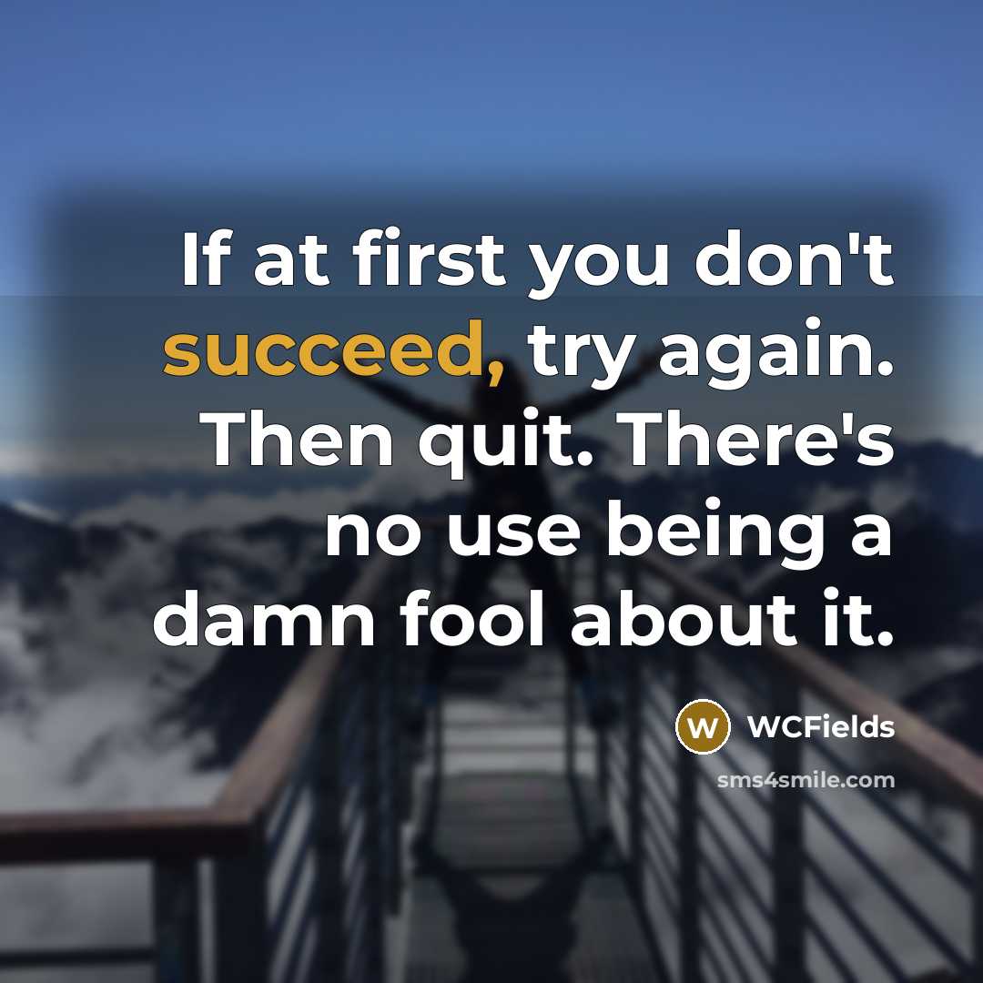 “If at first you don't succeed, try again. Then quit. There's no use being a damn fool about it.” quote by WCFields