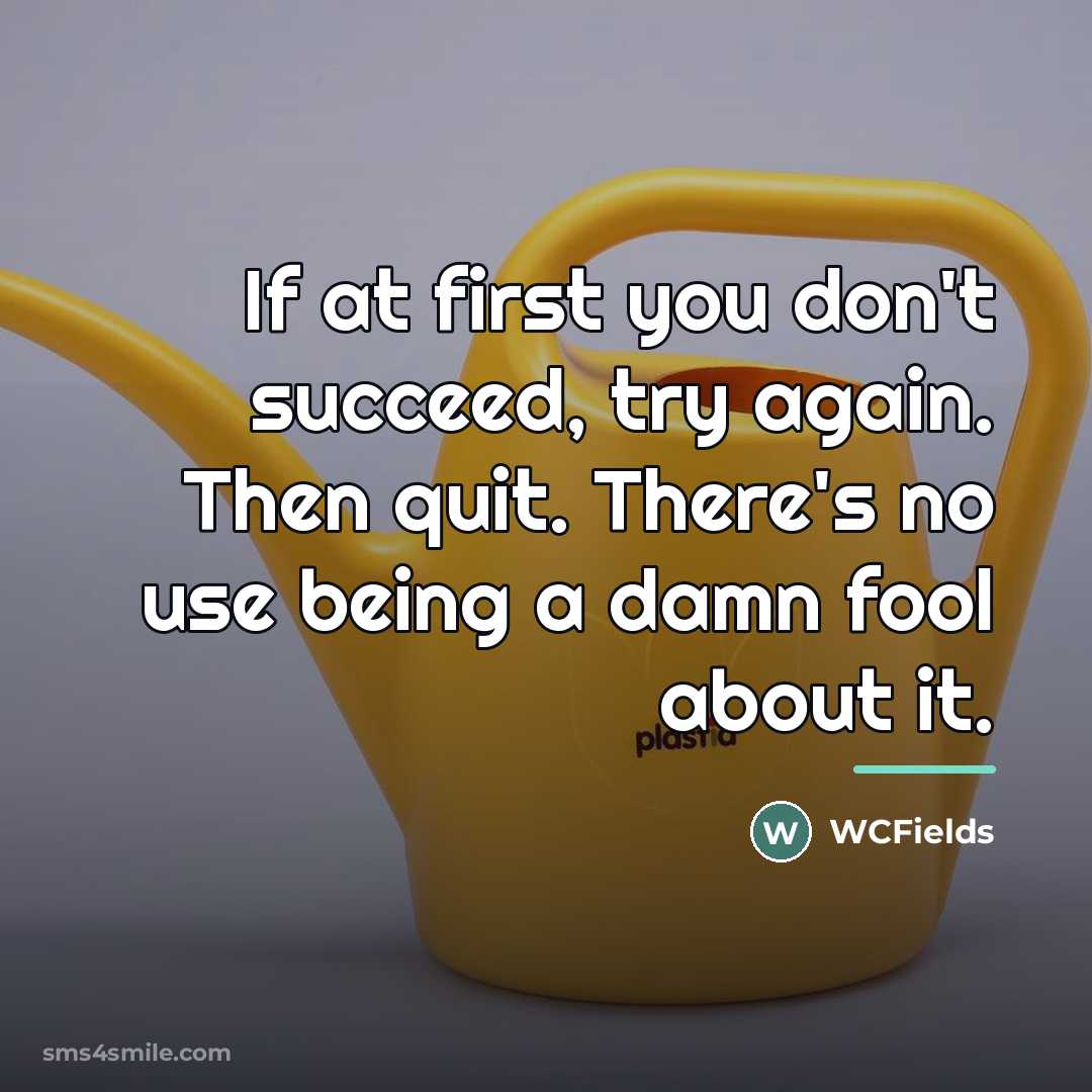“If at first you don't succeed, try again. Then quit.…” quote by WCFields