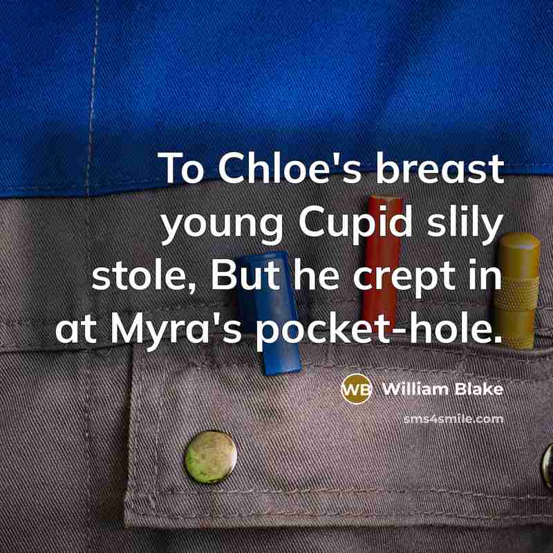 “To Chloe's breast young Cupid slily stole, But he crept…” quote by William Blake