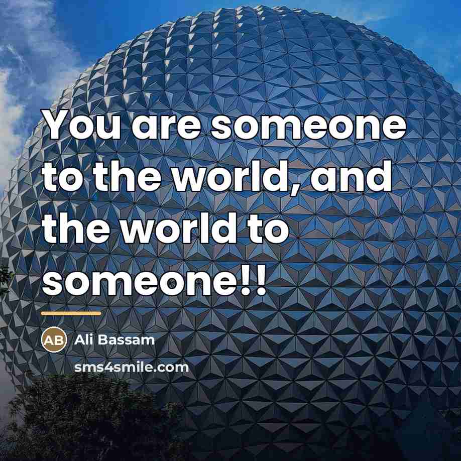 “You are someone to the world, and the world to…” quote by Ali Bassam