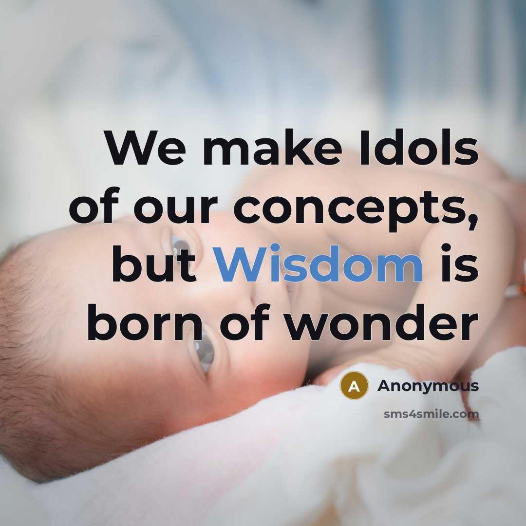 “We make Idols of our concepts, but Wisdom is born…” quote by Anonymous