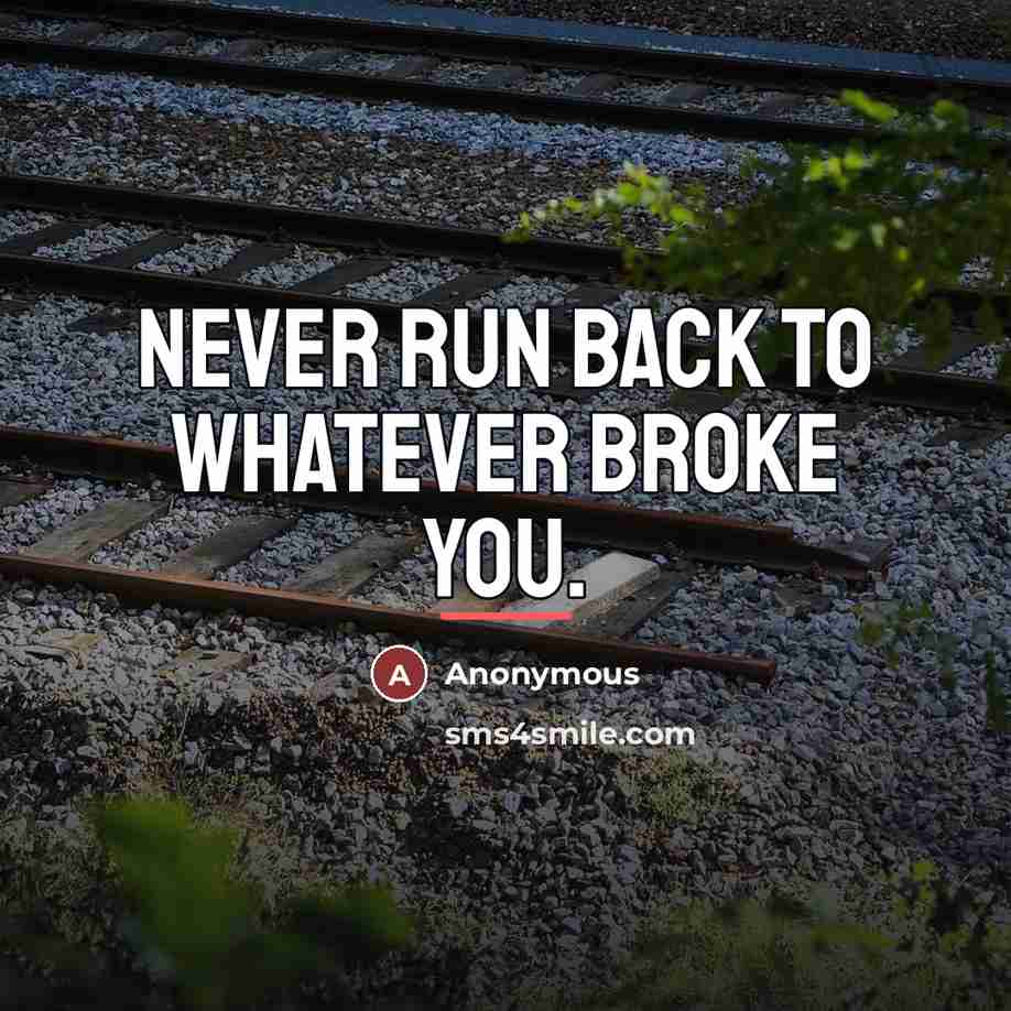 “Never run back to whatever broke you.…” quote by Anonymous
