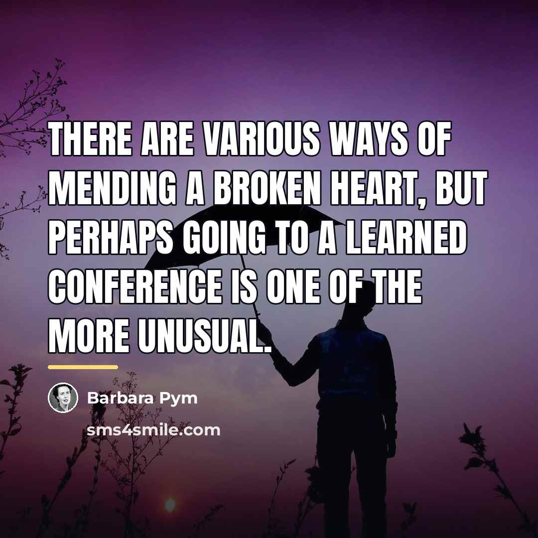 “There are various ways of mending a broken heart, but…” quote by Barbara Pym