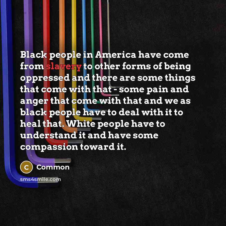 “Black people in America have come from slavery to other…” quote by Common