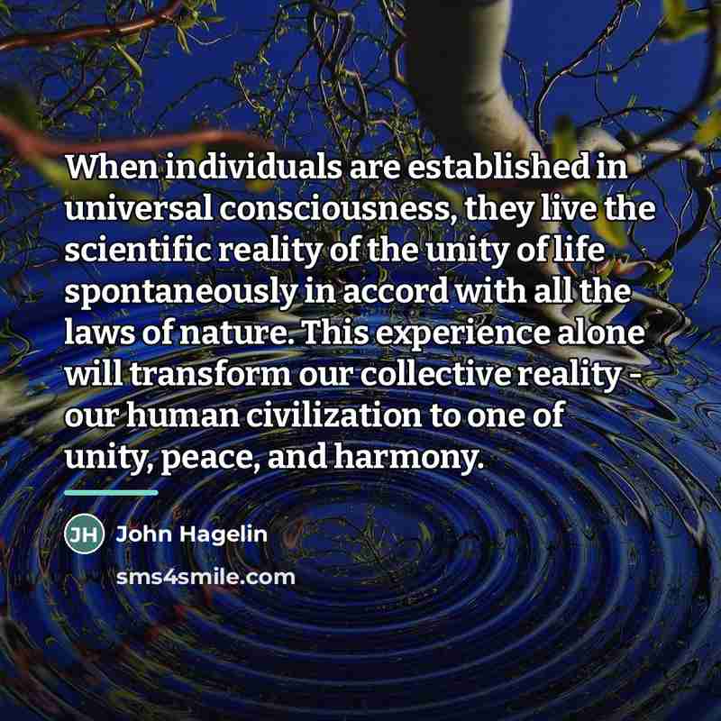 “When individuals are established in universal consciousness, they live the…” quote by John Hagelin