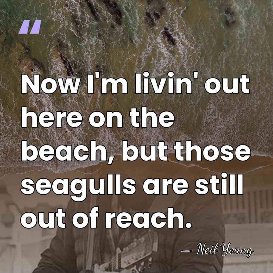 Now I'm livin' out here on the beach, but those seagulls are&hellip; - Neil Young