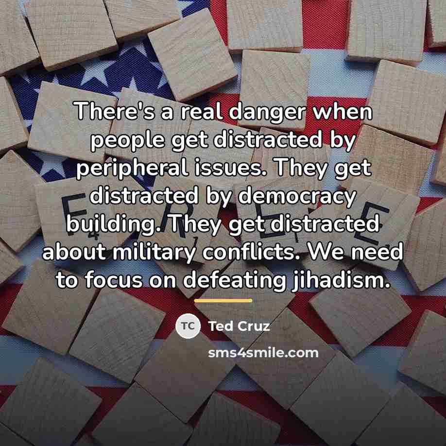 “There's a real danger when people get distracted by peripheral…” quote by Ted Cruz